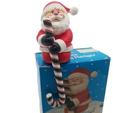 Vintage 1985 Enesco SANTA Christmas Stocking Hanger 79588 Candy Cane