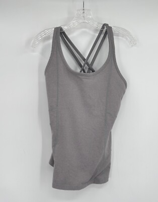 Athleta Gray Nylon Poly Blend X Back Athletic Tank Top Sz M