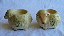 Pair of Ceramic Sheep Candle Votive Holders
