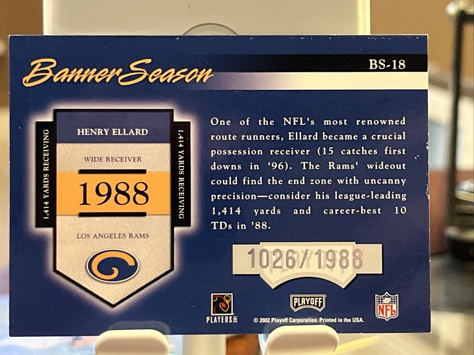 2002 Playoff Prestige Banner Season /1988 Henry Ellard #BS-18 - Image 2 of 2