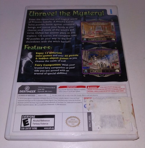 Princess Isabella: A Witch's Curse (Nintendo Wii, 2010) Complete - Picture 3 of 3