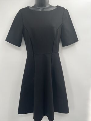 Reiss Women's Tianna Half Sleeve Fit & Flare Black Dress Detailed Trim Size  2 | eBay