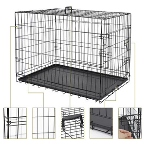 Carrière chien Cage chien Kennel métallique fil double porte pliant animal animal Cage