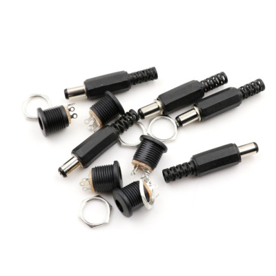 10 Pcs 5.5mm x 2.1mm Male DC Power Plug Connector Screw Lock Female Panel-ca