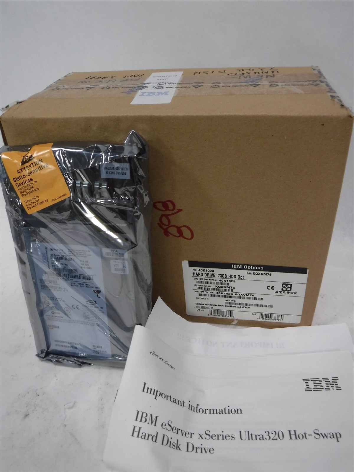 BRAND NEW IBM 40K1023 73GB Internal HDD OPT 10000 RPM SCSI U320 Hard Drive  O9
