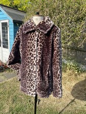 Dennis By Dennis Basso Animal Design Faux Fur Long Sleeve Coat Size M- Cheetah