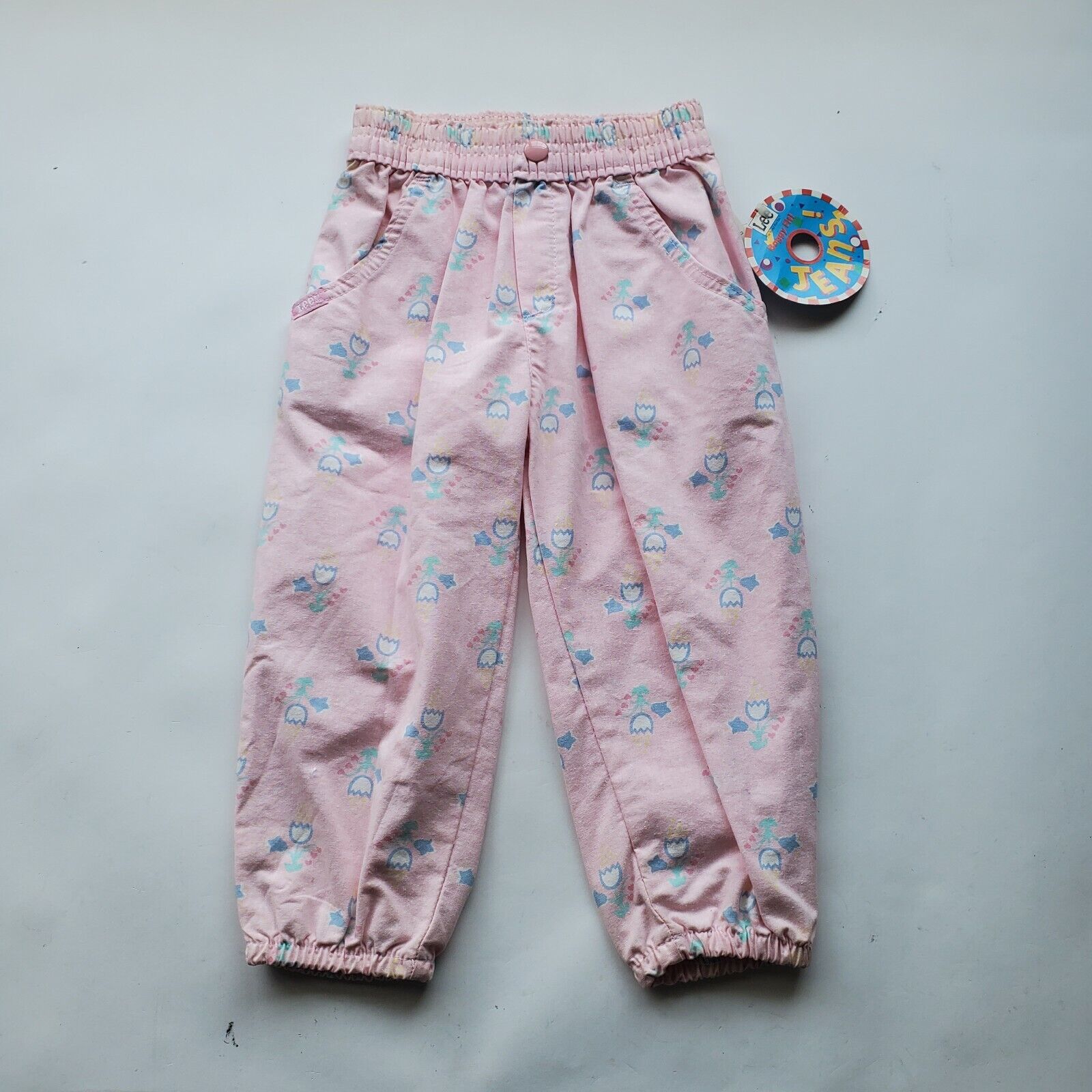 Lee Deadstock USA Made 90s 80s Pink Floral Baggy … - image 1