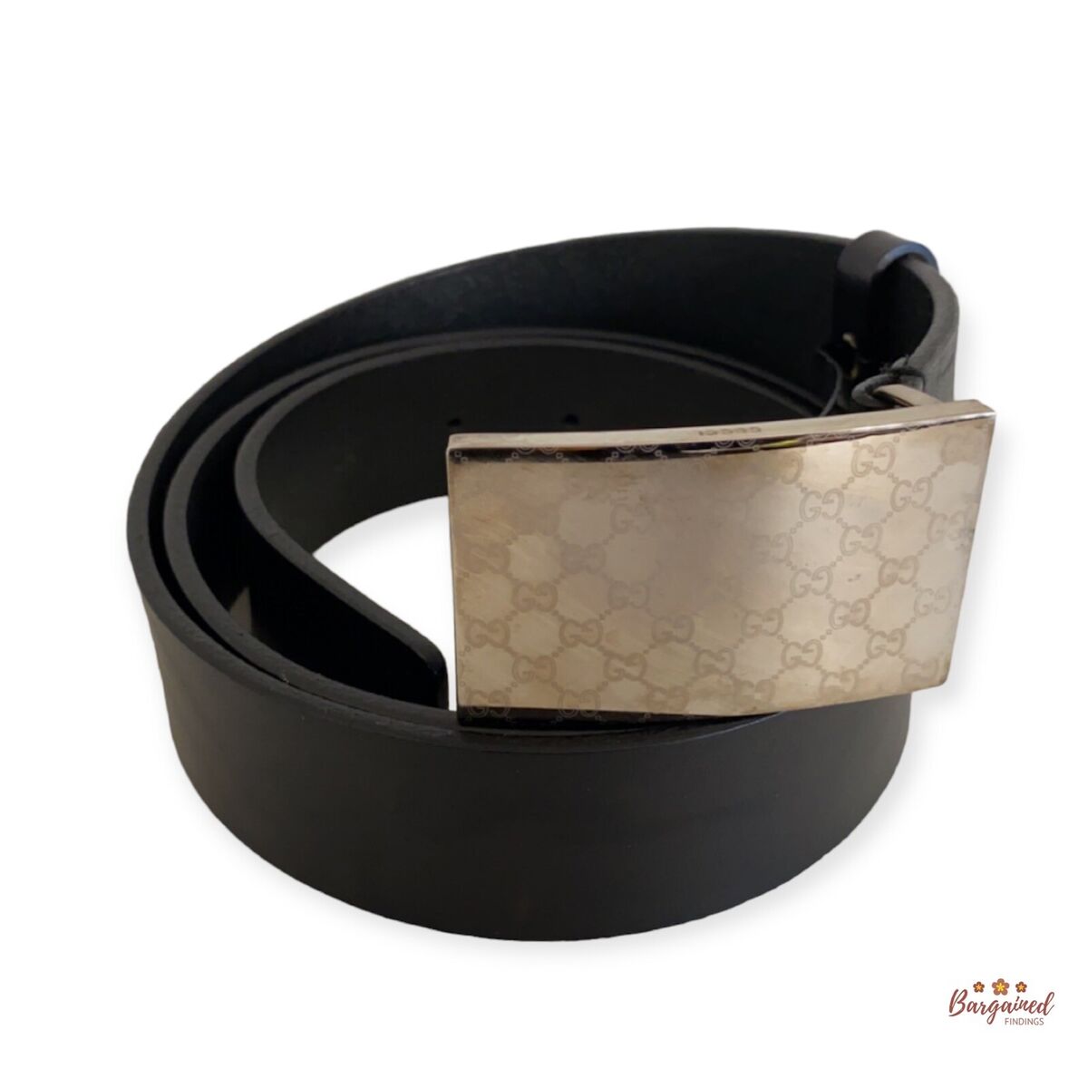 Authentic Gucci Black Calfskin Leather Silver GG Metal Authentic Gucci Black Calfskin Leather Silver GG Metal
