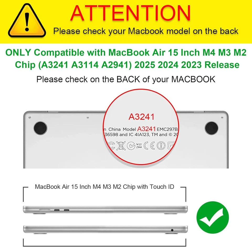 Case for MacBook Air 15 Inch A3241 A3114 A2941 (2023 2024 2025 Release) Cover - Image 2 of 4