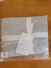 NEW $130 POTTERY BARN Belgian Flax Linen 2pc Set STANDARD Pillow Shams Soft Grey