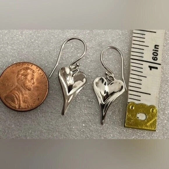 Pendientes colgantes de corazón de plata 925 firmados Hagit Gorali Israel Foto 4 de 4
