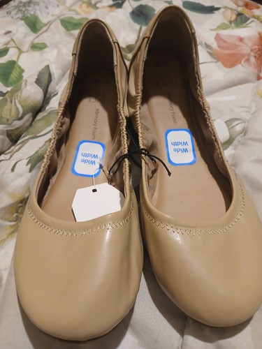 Time And Tru Women's Casual Scrunch Ballet natural Shoes size 7.5 NWT - 第 1/6 張圖片