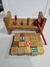 Vintage Cobblers Bench And Wpoden Blocks