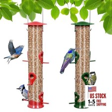 2 Packs Bird Feeder Tube Hanging Feeders, 6 Port Wild Bird 2Packs-red green