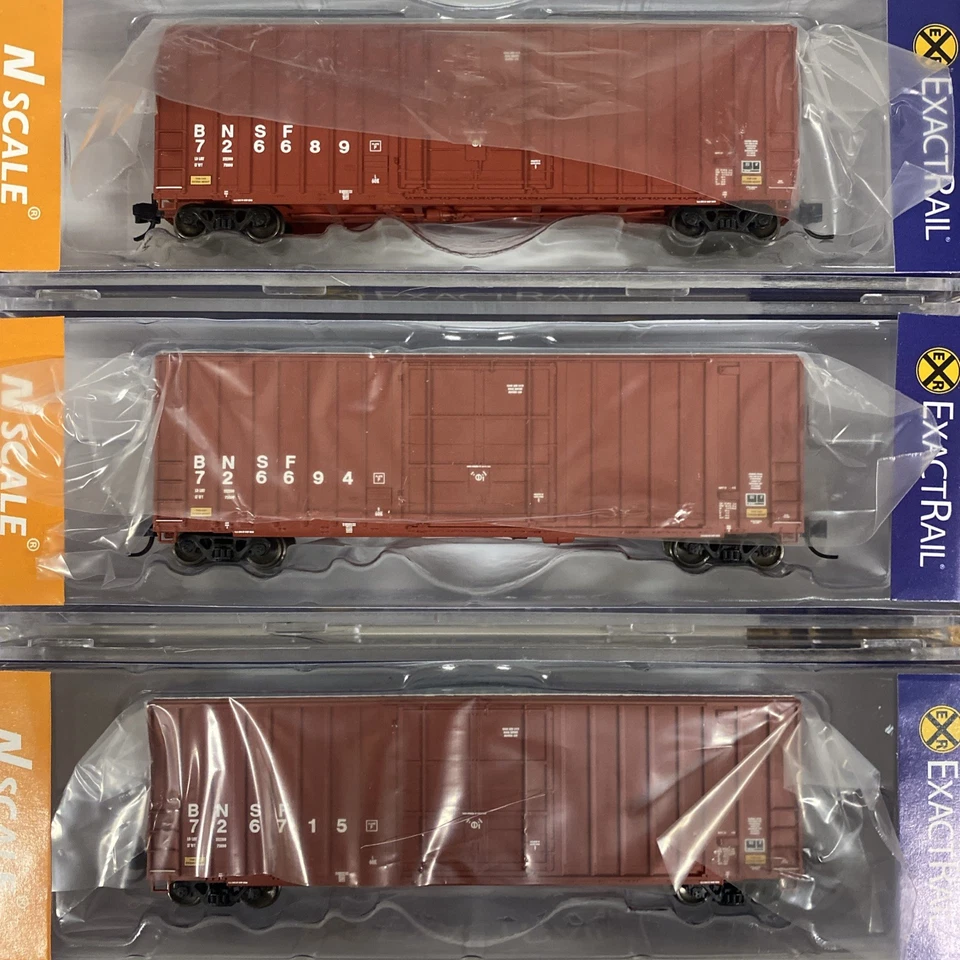 N Scale ExactRail 51002 BNSF Gunderson 6269 Hy-Cube Box Car Runner Pack Set 6RD# - Image 3 of 4