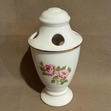 Martha Stewart Pink Rose Roses Floral Gold Ceramic Toothbrush Holder