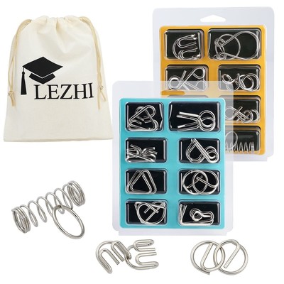 Lezhi IQ Toys-AB A+B Test Mind Game Brain Teaser Wire 16 pieces, Metallic 