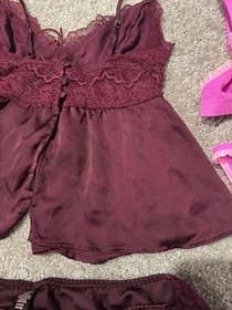 Lot of 5 Victoria Secret lace burgundy. pink Lingerie set bra and panty NWT Sz S
