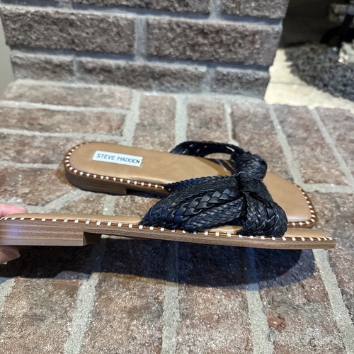 Steve Madden Wilmah Slide Sandals 8.5 Black Knotted - Picture 4 of 11