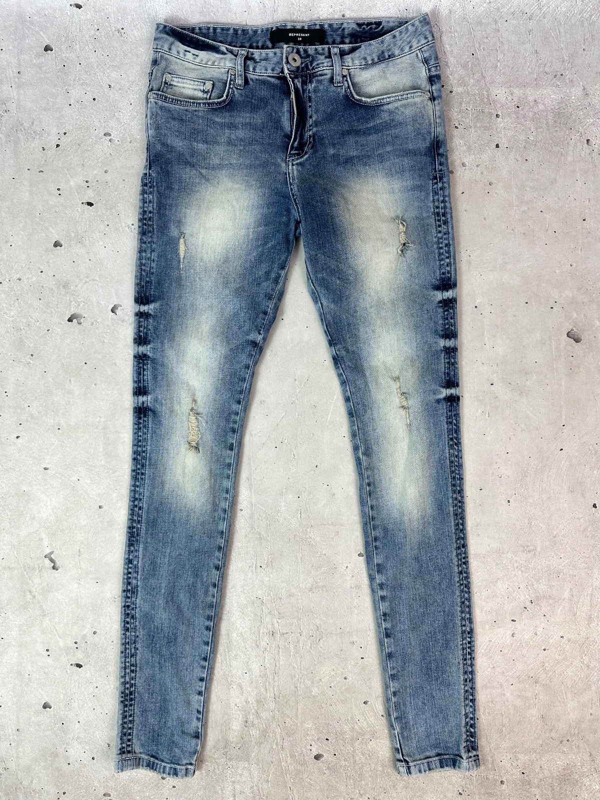 Represent Essential Random Blue Distressed Washed… - image 1