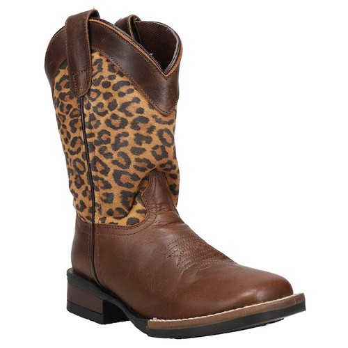 Roper Monterey Leopard Square Toe Cowboy Toddler Girls Brown Casual Boots 09-01 - Picture 2 of 5
