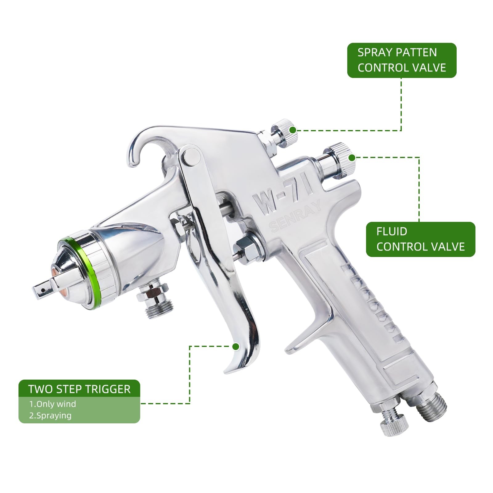 Pressure Feed Air Spray Paint Gun, Pressure Pot Paint Sprayer Without Cup - 1...