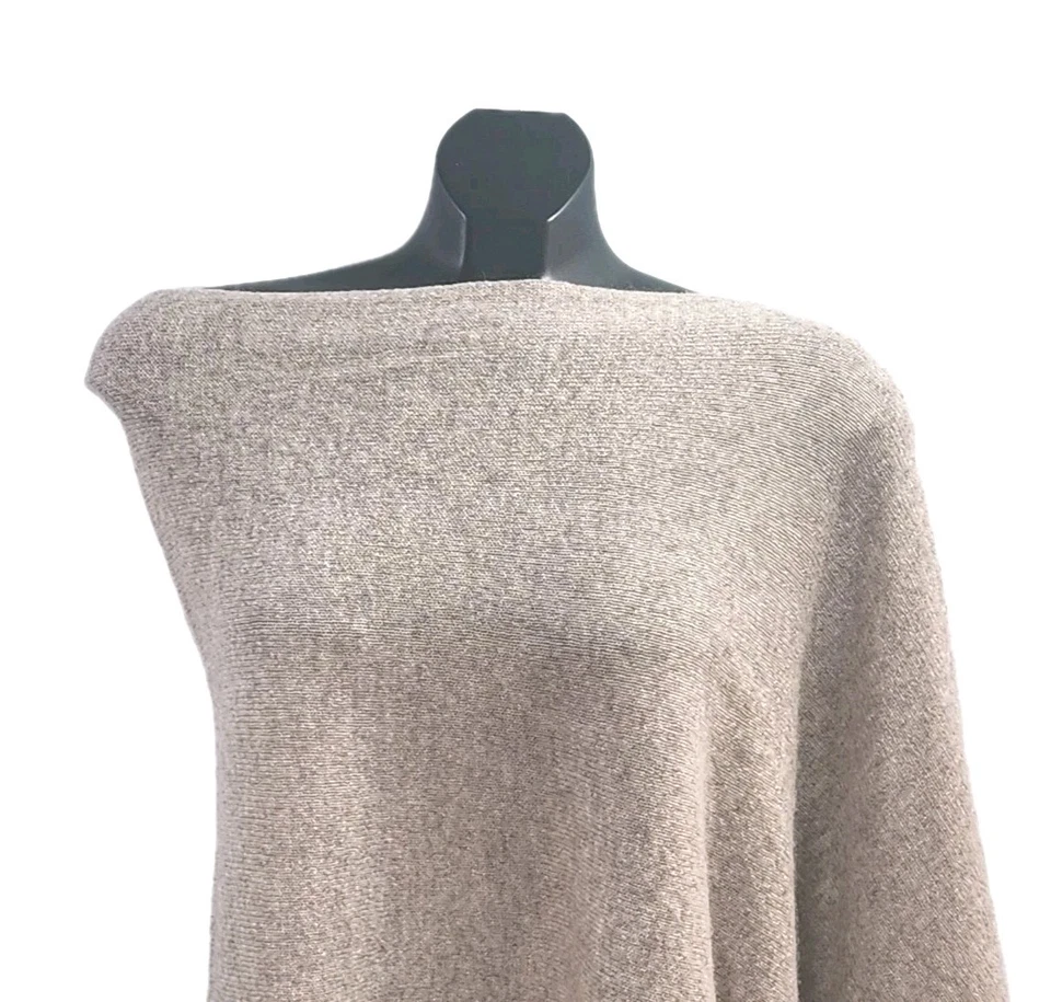 Poncho Cynthia Rowley 100 % cachemir asimétrico mantón envolvente tostado talla única suéter Foto 2 de 4