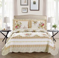 Fancy Collection 3pc Bedspread Bed Cover New King/California King, Off White