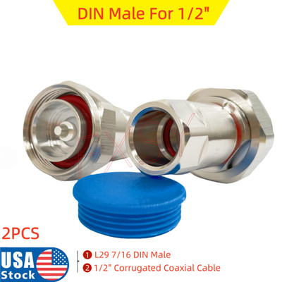 2Pcs 7/16 DIN Male Connector For 1/2 inch Corrugated Coax Cable ANDREW LDF4-50A