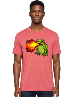 Frog-Breathing-Fire-12 Mens Graphic Tee, 100% Cotton, Casual Summer Wear