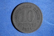 1921 Germany 10 Pfennig Zinc Coin #M24299