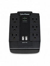 CyberPower Surge Protector 6AC Outlet Swivel with 2 USB  Black P600WSURC1