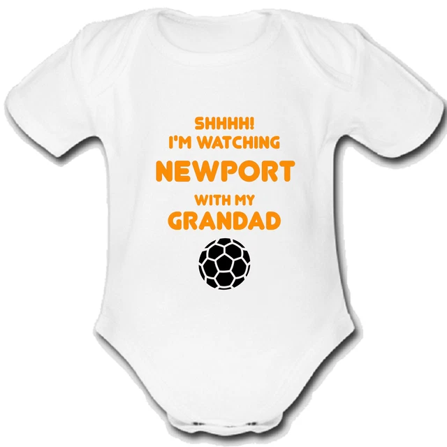 PSYCHOBABY NEWPORT @COUNTY GRANDAD Babygrow Baby Vest Grow FOOTBALL GIFT FROM FOR A