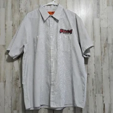 Hellanbach x Red Kap Striped Short Sleeve Button Down Biker Garage Work Shirt 2X