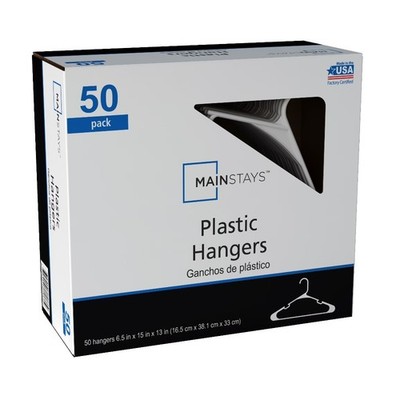 Lightweight Durable Plastic Clothes Hangers White Pack of 50 for Wardrobe