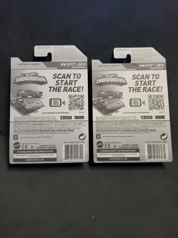 2015 Hot Wheels Surf Patrol Series Custom '62 Chevy Pickups #72/250 Pair (2) - Image 2 of 4