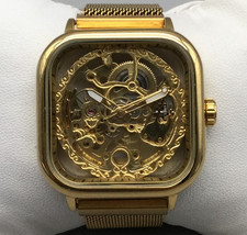 Gold Skeleton Automatic Watch Mens 41mm Squar...