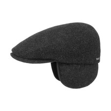 Stetson Kent Wool Earflaps Flat Cap Women/Men Anthracite 7-7 1/8