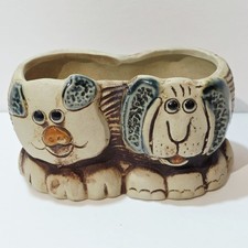 Vintage Comical Clay Pottery Dog and Pig Succulent Planter