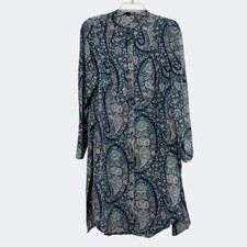 J Crew Dress Womens 12 Oversized Paisley Button Up Tie Front Silk Shirtdress