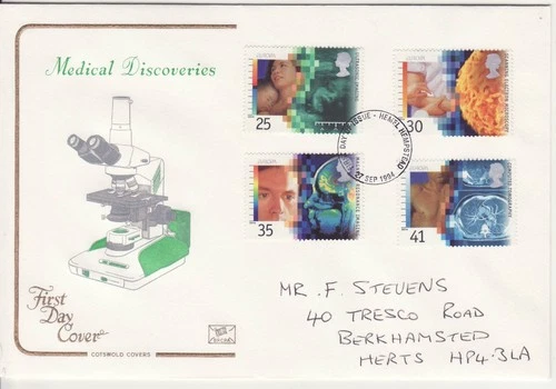 GB Stamps First Day Cover Europa Medical Discovery, microscope COTSWOLD 1994