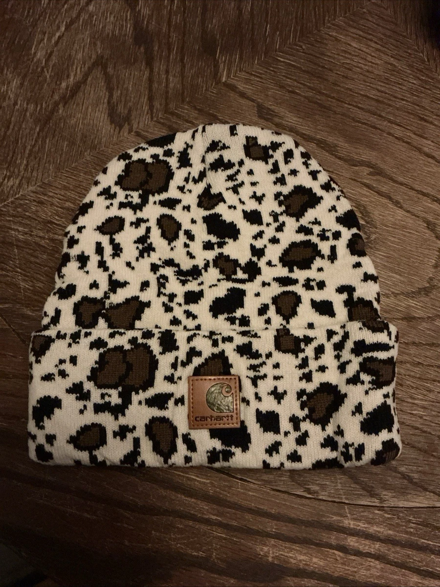 KASESSS Leopard Print Winter Hats For Women Khaki Bobble Hat