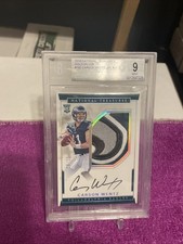 2016 NATIONAL TREASURES CARSON WENTZ RPA EAGLES LOGO PATCH AUTO HOLO SILVER #/25