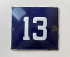 Vintage Enamel Porcelain House Number 13 Door Sign