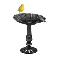 VogelträNke Gusseisen Stehend Schwarz-Silber, Winterfest Garten Vogelbad