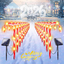 IDEAALS 24-Pack Solar Christmas Candy Cane cane lights, Warm White