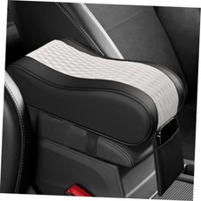 Leather Memory Foam Auto Center Console Armrest Pillow Pad, White White Gray