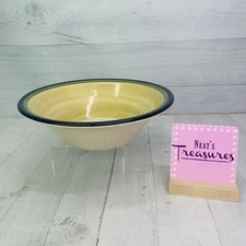 Noble Excellence CONCENTRICS LINEN Sand Blue Rim Stoneware 2 Quart Serving Bowl