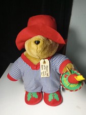 Vintage Paddington Bear Plush Doll in Pajamas w/ Christmas Candle