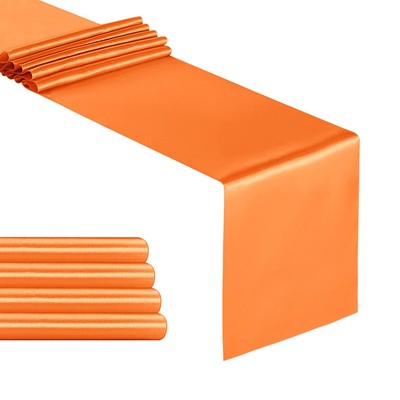 Pack of 5 Satin Table Runners 12''x108'' Orange Wedding and Party Decor